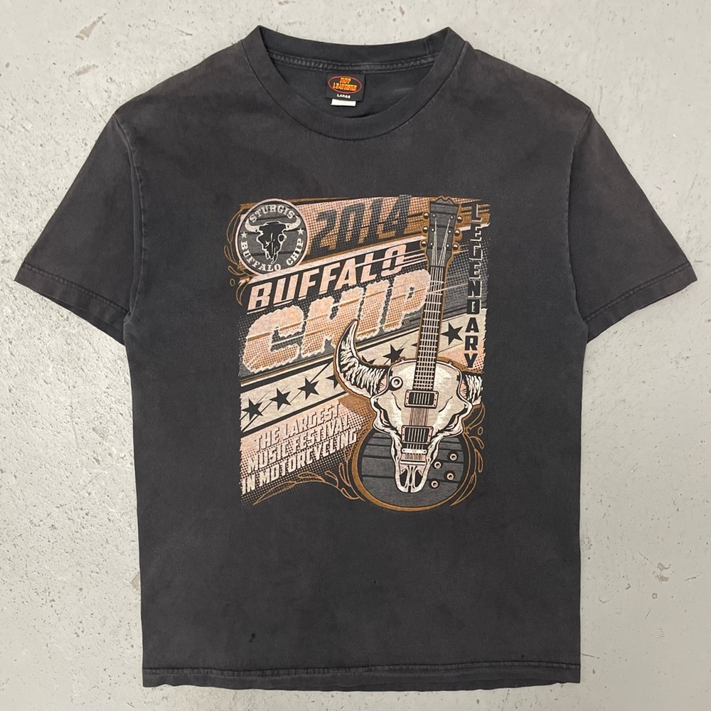 Vintage 2014 Sturgis Buffalo Chip Rare Biker Rock Concert Band T Shirt Large